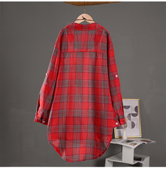 Gema | Sobrecamisa Mujer de Algodón de Cuadros Oversize Manga Larga