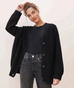 Gema | Cárdigan de Cachemira Oversized Mujer Escote en V Botonera