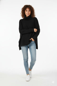 Gema | Jersey de Punto Oversize Cuello Vuelto Mujer Manga Larga