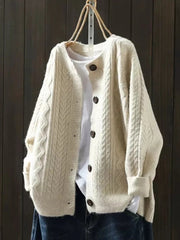 Gema | Jersey de Punto Trenzado Oversize Mujer Botonera