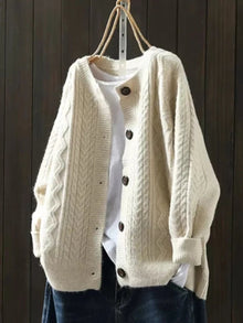 Gema | Jersey de Punto Trenzado Oversize Mujer Botonera