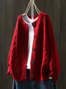 Gema | Jersey de Punto Trenzado Oversize Mujer Botonera