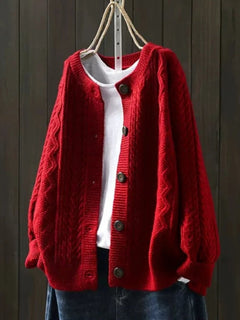 Gema | Jersey de Punto Trenzado Oversize Mujer Botonera