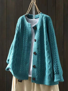 Gema | Jersey de Punto Trenzado Oversize Mujer Botonera