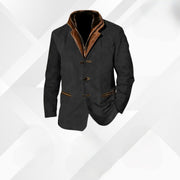 Gonzalo | Chaqueta de Cuero con Detalles de Ante Hombre Cuello Solapa