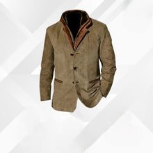 Gonzalo | Chaqueta de Cuero con Detalles de Ante Hombre Cuello Solapa