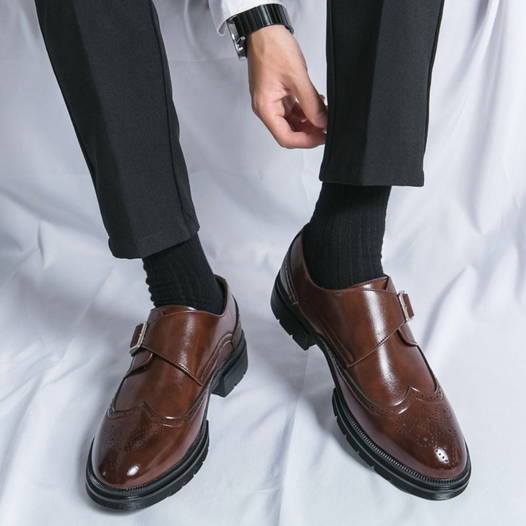 Gonzalo | Zapatos de Vestir Monk Strap Brogue Hombre Piel Hebilla