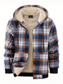 Guillermo | Cazadora de Borreguito Hombre Invierno Cuadros con Capucha