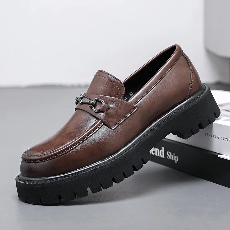 Guillermo | Mocasines de Cuero Plataforma Hombre Hebilla Metálica