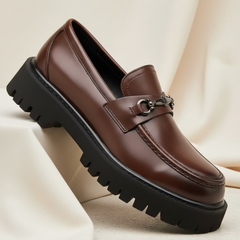 Guillermo | Mocasines de Cuero Plataforma Hombre Hebilla Metálica
