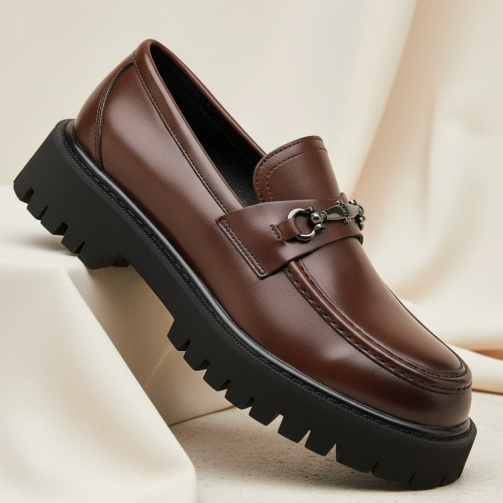 Guillermo | Mocasines de Cuero Plataforma Hombre Hebilla Metálica