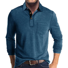 Guillermo | Polo de Manga Larga Hombre Cuello Solapa Bolsillo