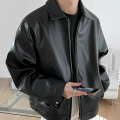 Héctor | Chaqueta de Cuero Biker Hombre Cremallera Oversize