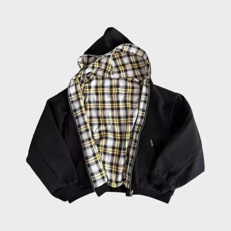 Iker | Sudadera Oversize Reversible con Capucha Hombre Cuadros