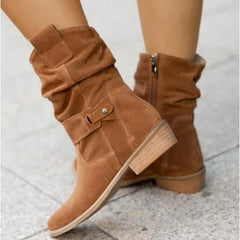 Inés | Botas Cowboy de Ante Mujer Caña Media Slouchy