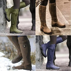 Inés | Botas Impermeables de Piel Mujer Caña Alta Hebilla