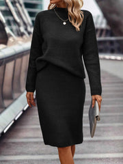 Inés | Conjunto de Punto de Jersey Mujer Falda Midi Cuello Alto