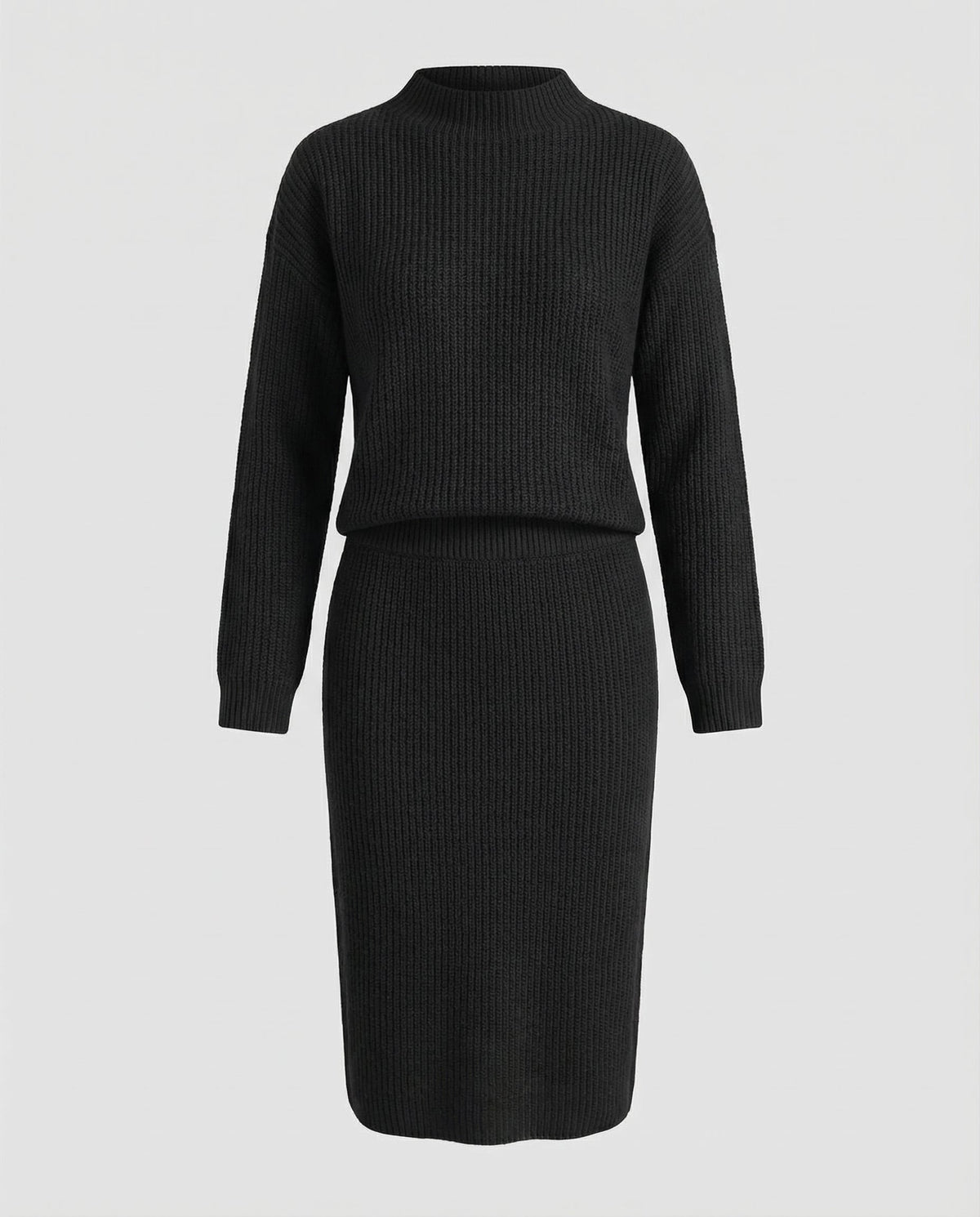 Inés | Conjunto de Punto de Jersey Mujer Falda Midi Cuello Alto