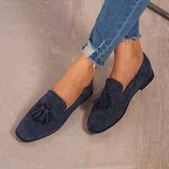 Inés | Mocasines de Ante con Borlas Mujer Planos
