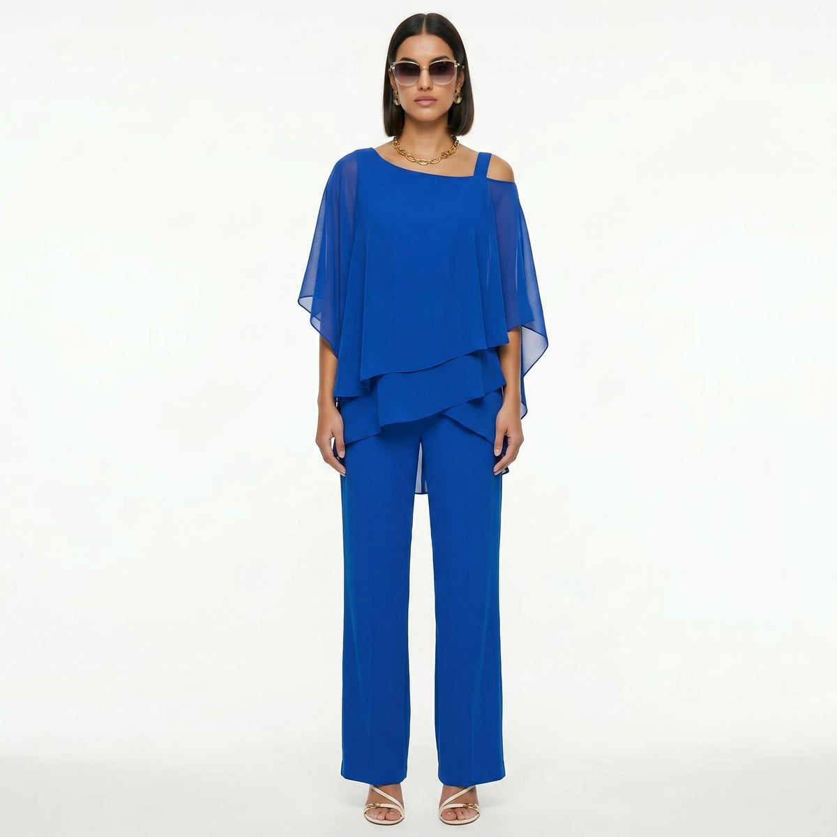 Inmaculada | Conjunto Elegante de Gasa Mujer Escote Asimétrico