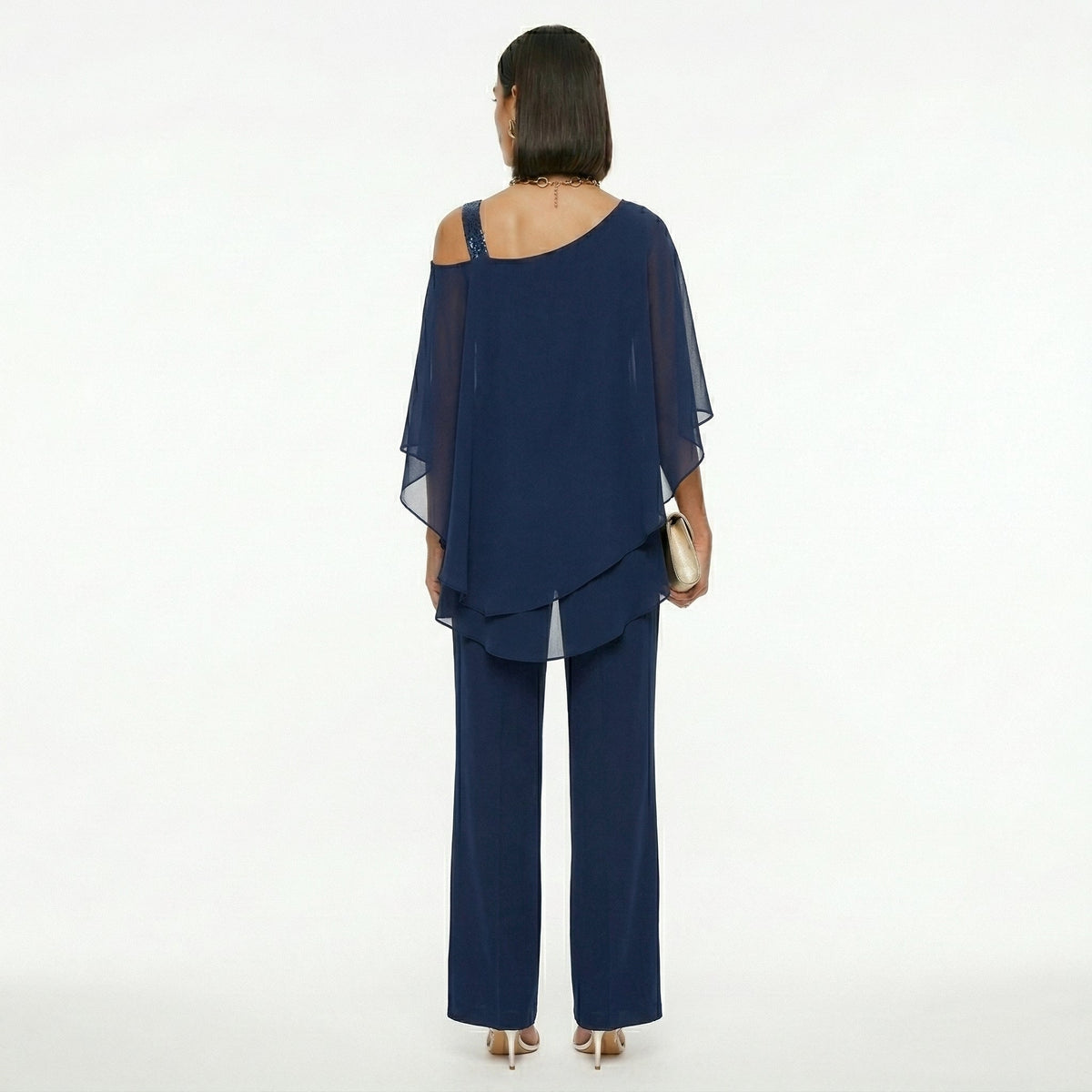 Inmaculada | Conjunto Elegante de Gasa Mujer Escote Asimétrico