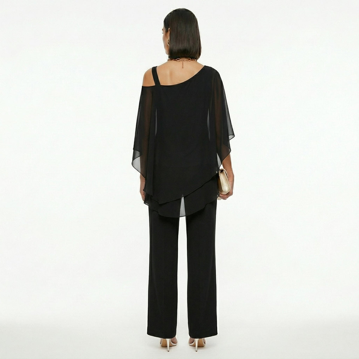 Inmaculada | Conjunto Elegante de Gasa Mujer Escote Asimétrico