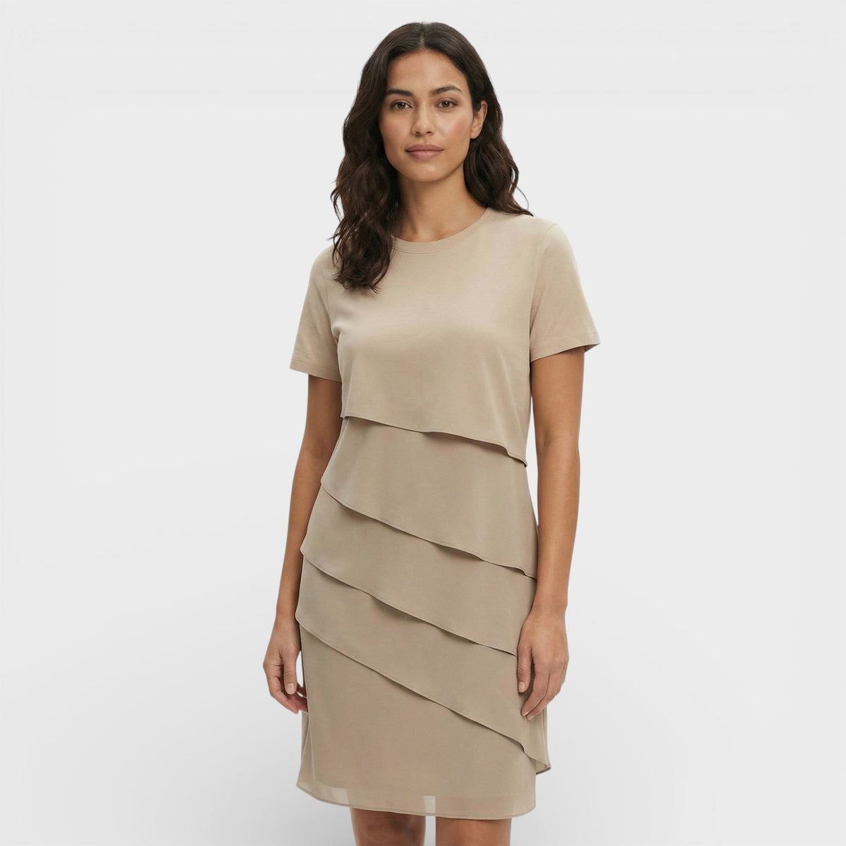 Inmaculada | Vestido Midi con Volantes Mujer Manga Corta