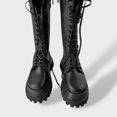 Irene | Botas Militares de Caña Alta Mujer Con Cordones Suela Track