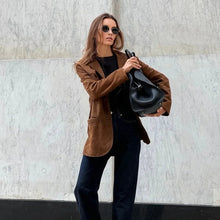 Irene | Chaqueta de Ante Mujer Solapa Corte Recto