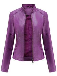 Irene | Chaqueta Motera Mujer de Polipiel Cuello Mao Cremallera