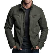 Iván | Cazadora Militar de Algodón Hombre Cuello Alzado Multibolsillos