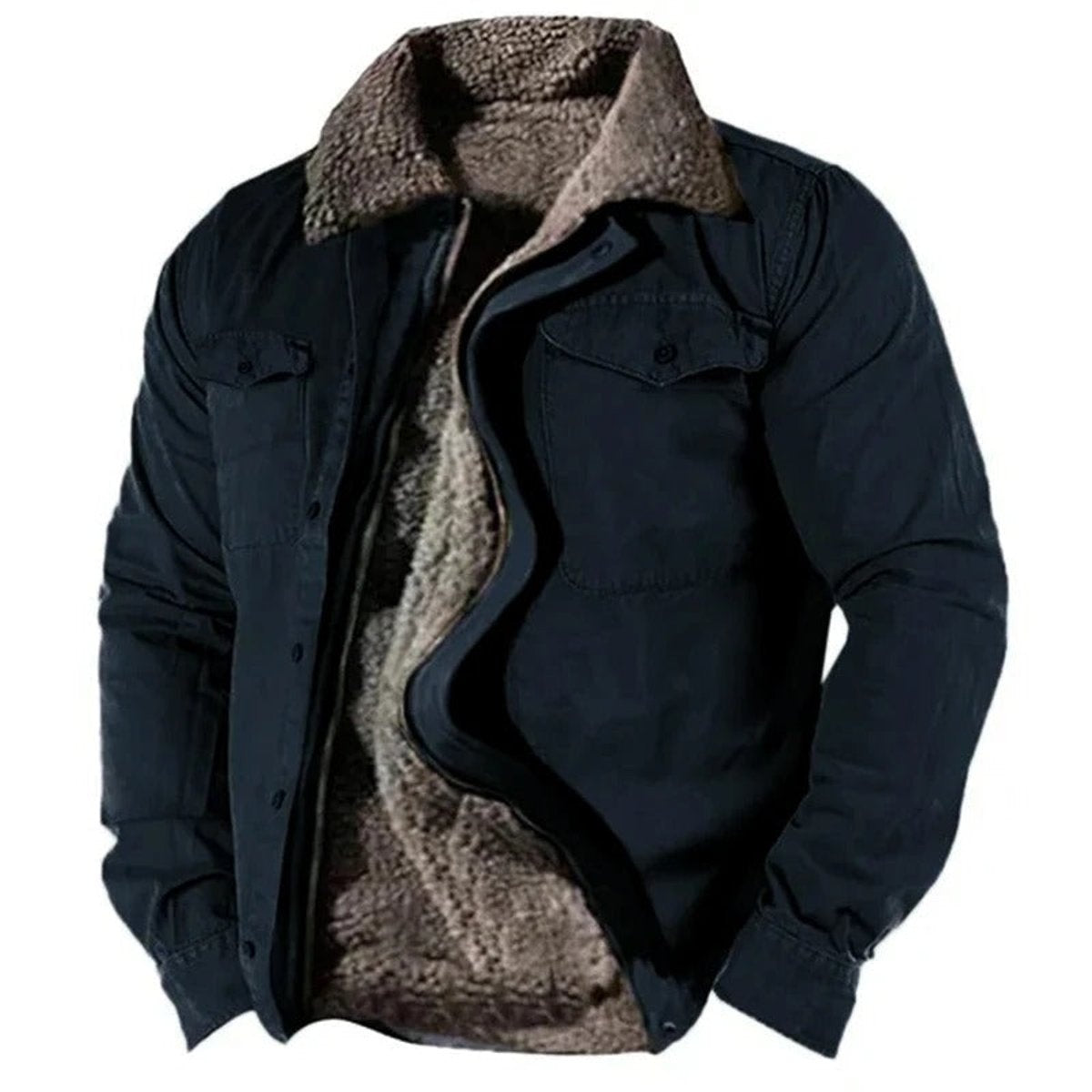 Iván | Chaqueta de Forro Polar con Sherpa Hombre Cuello Solapa Bolsillos