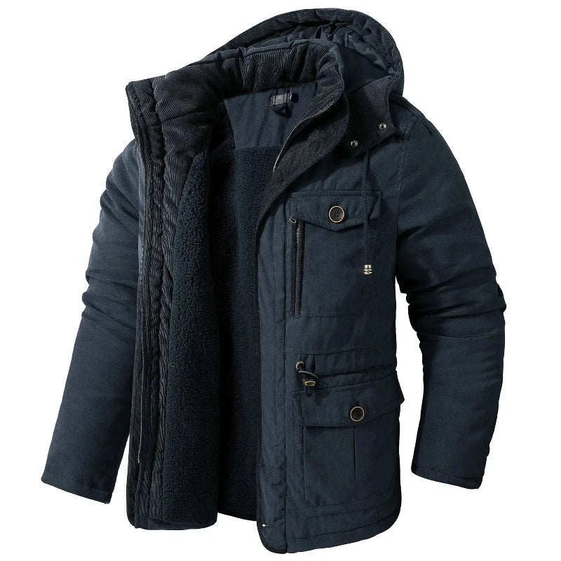 Iván | Puffer Jacket Hombre con Capucha Forro Polar Interior