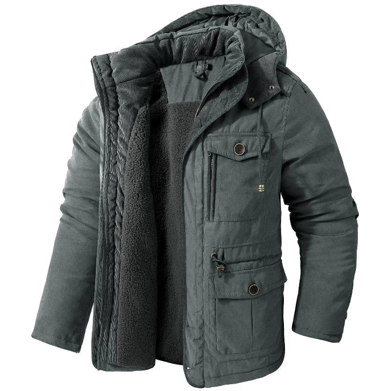 Iván | Puffer Jacket Hombre con Capucha Forro Polar Interior
