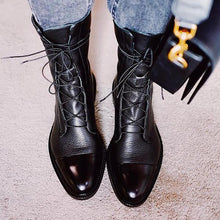 Jimena | Botas Planas de Piel con Cordones Mujer Caña Media