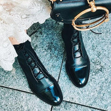 Jimena | Botas Planas de Piel con Cordones Mujer Caña Media