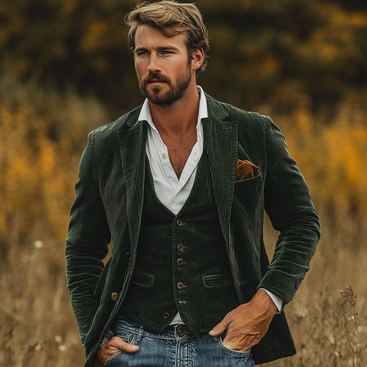 Koldo | Chaqueta Americana de Pana Hombre Conjunto Blazer Gilet