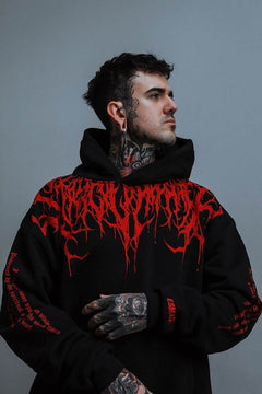 Koldo | Sudadera Oversize con Capucha Hombre Estampado Gótico