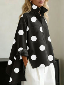 Laia | Camisa Vaquera Oversize Mujer de Lunares Manga Larga