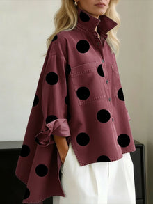Laia | Camisa Vaquera Oversize Mujer de Lunares Manga Larga