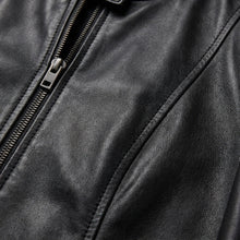 Laia | Chaqueta Biker de Cuero Mujer Ajustada Cuello Mao