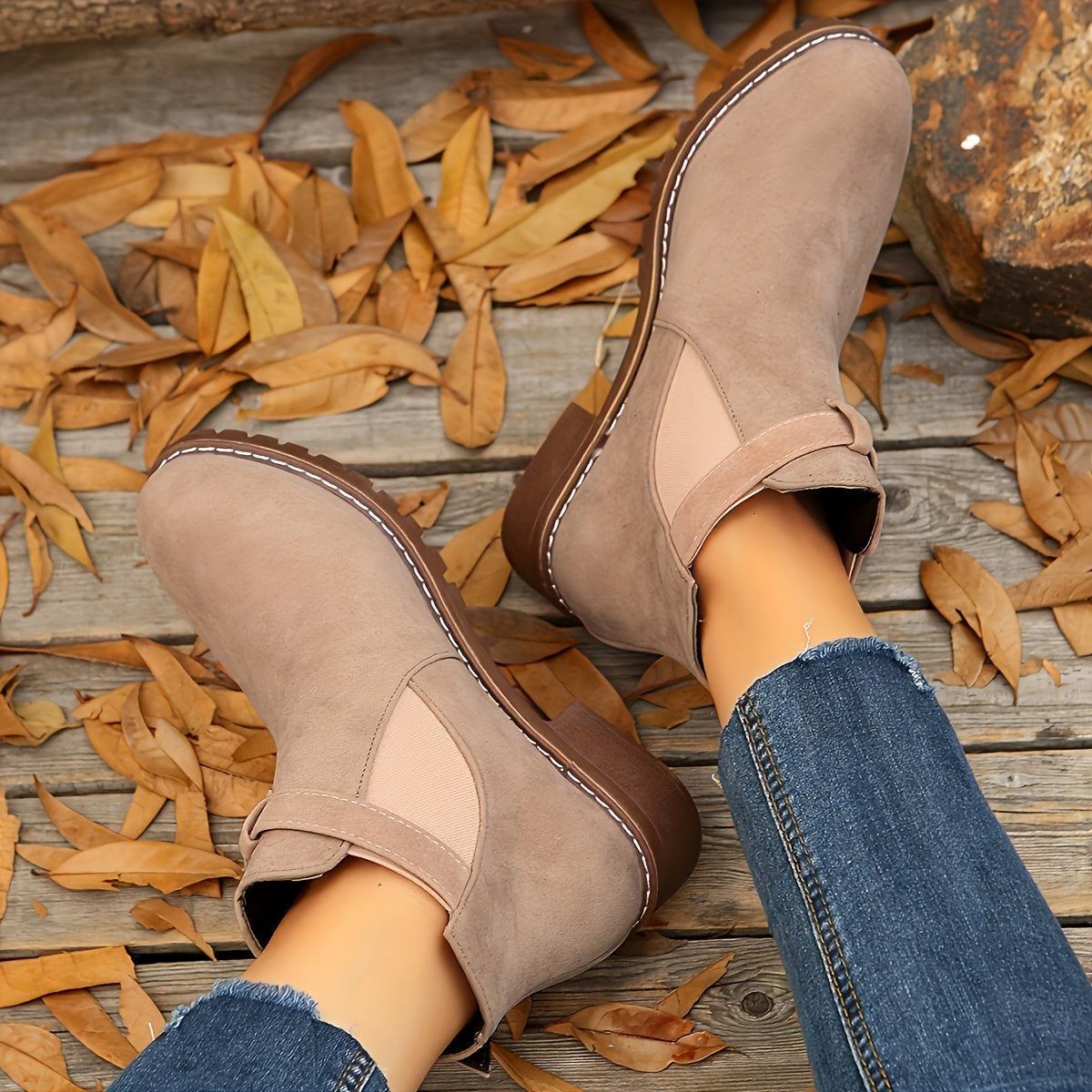 Laia | Women's Suede Chelsea Boots with Buckle Strap