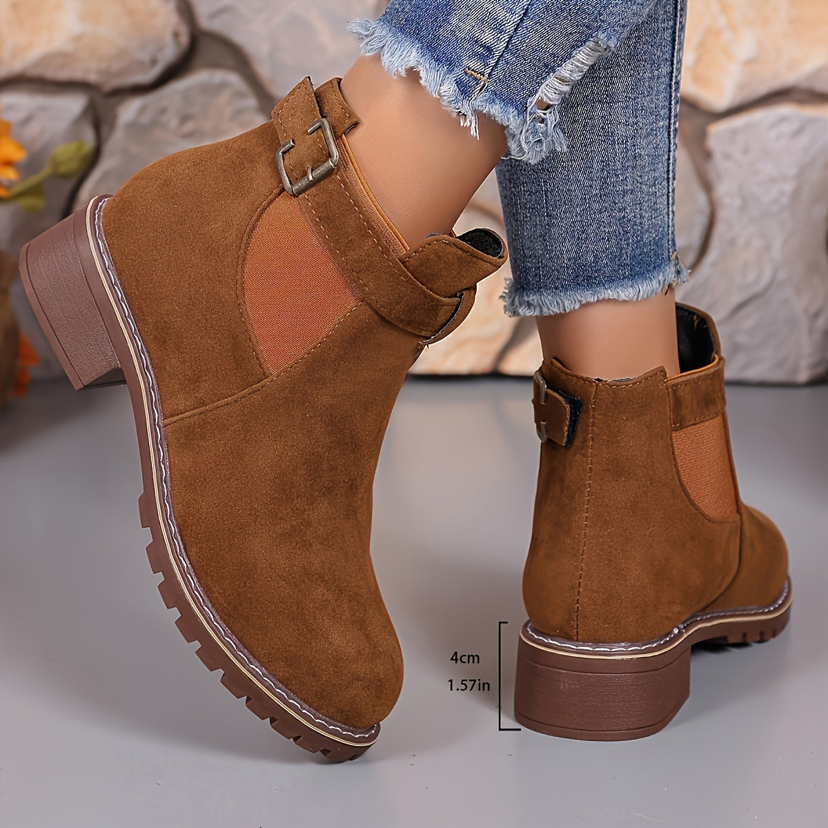 Laia | Women's Suede Chelsea Boots with Buckle Strap