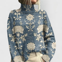Laia | Jersey de Punto Estampado Floral Mujer Cuello Alto Oversize