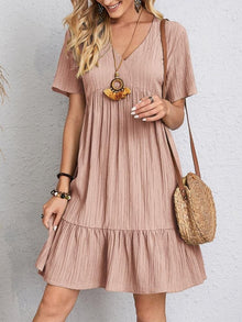 Laia | Vestido Corto con Volantes Mujer Escote V Manga Corta