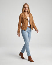 Leire | Chaqueta Motera de Ante Mujer Cierre Asimétrico