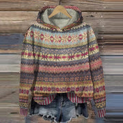 Leire | Sudadera con Capucha Mujer Estampado Étnico Punto
