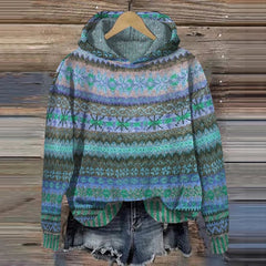 Leire | Sudadera con Capucha Mujer Estampado Étnico Punto
