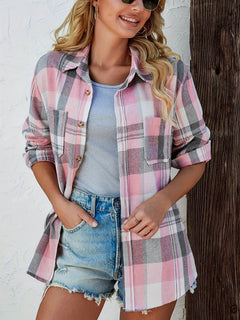 Lidia | Sobrecamisa Mujer de Cuadros de Algodón Manga Larga Oversize