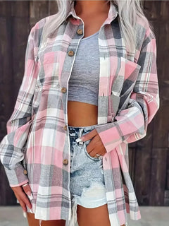 Lidia | Sobrecamisa Mujer de Cuadros de Algodón Manga Larga Oversize